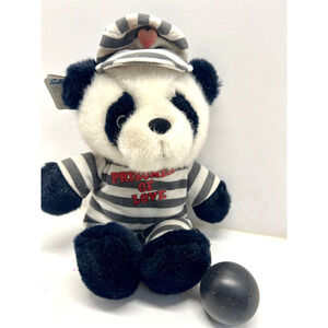 Vintage Mattel Emotions 1987 Plush PANDA- Prisoner of Love & Ball & Chain NWT